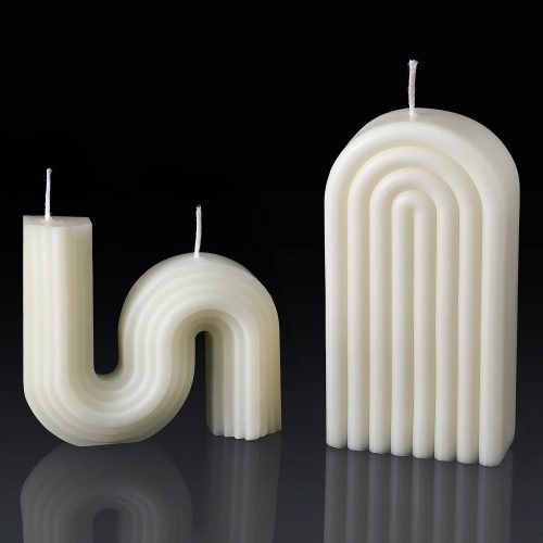 2 Pieces Aesthetic Candles Twist Shaped Candle Trendy Taper Candles Minimalist Geometric Soy Wax Scented Art Decoration for Birthday Wedding Decor