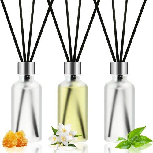 Reed Diffuser Set (3-Pack) — 50ml Essential Oil Diffusers (Includes 15 Reeds); Available in Lily & Jasmine, White Tea, and Amber Scents; A Top Choice for Home Fragrance, Suitable for Both Men and Women; Ideal for Bedrooms, Bathrooms, Offices, and Living Rooms