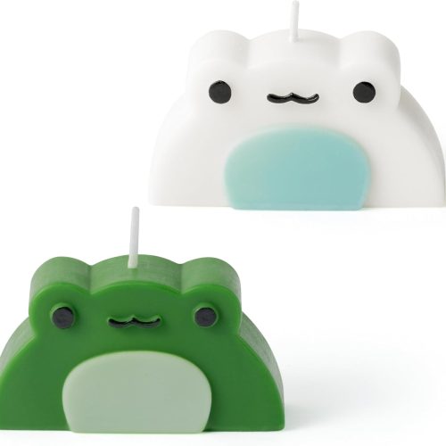 2Pcs Frog Scented Green & White Candles Set Funny Gift Home Aesthetic Decor Pine Fragrance Aromatherapy Natural Soy Wax Novelty Candle Desk Art Decoration for Bathroom Bedroom Living Room