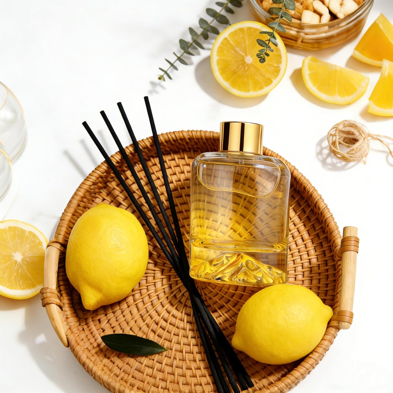 Reed Diffuser Set — Lemon Verbena Essential Oil Diffuser; 5.07 fl oz Aromatherapy Bottle with Reeds; A Top Choice for Home Fragrance and Bathroom Shelf Decor - Image 2